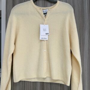 & Other Stories Pale Yellow Crewneck Button Cardigan